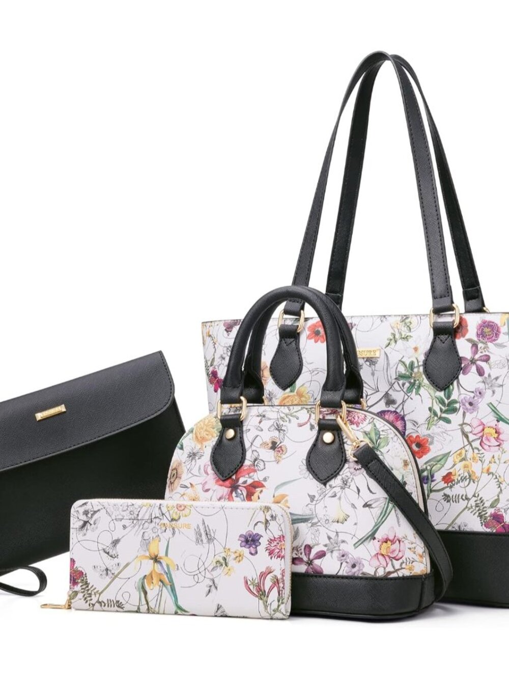 4PCS Women Fashion Handbags Purses Wallet Shoulder Bags Casual Tote Bag Crossbod